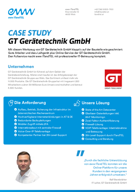 eww ITandTEL Case Study GT Gerätetechnik GmbH