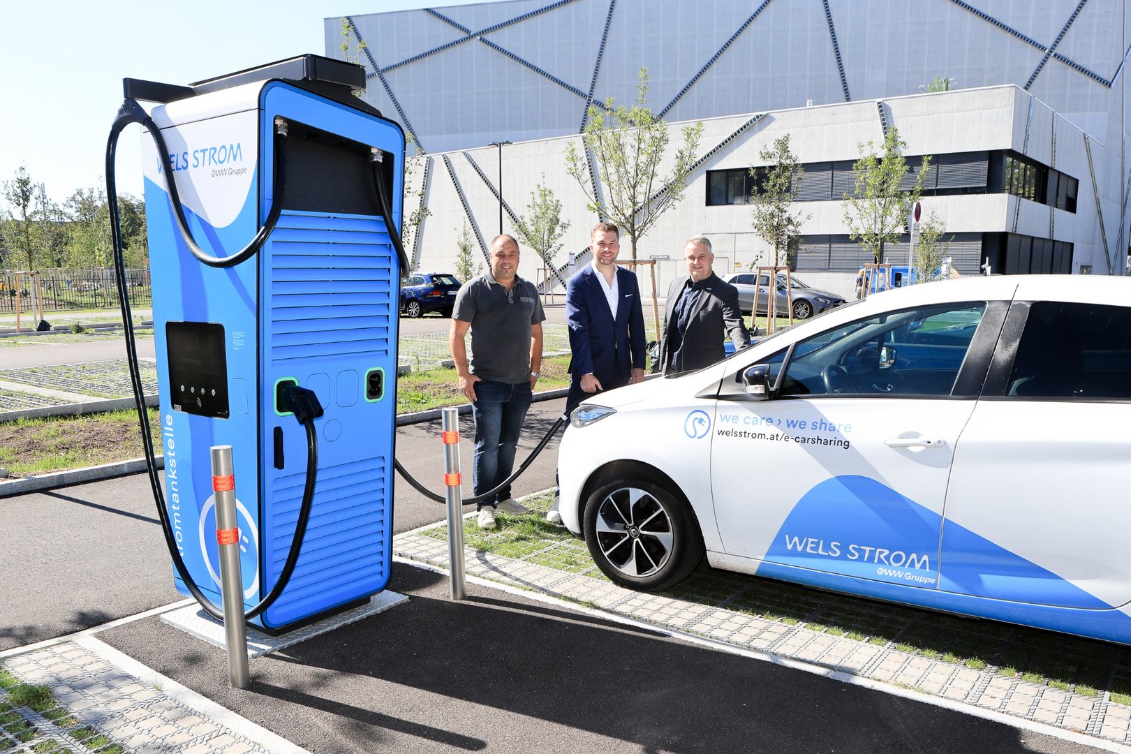 v.l.n.r.: Projektleiter Sighard Fraundorfer, Geschäftsführer Stefan Grassmann, Projektleiter Roman Itzinger (alle Wels Strom)